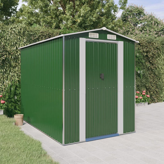 vidaXL Cobertizo de jardín acero galvanizado verde 192x274x223 cm