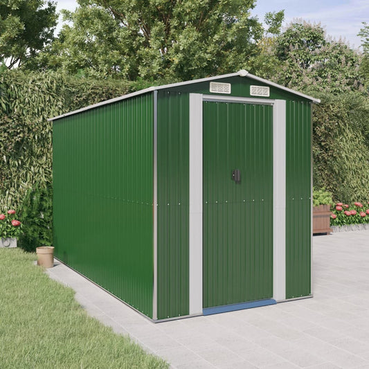 vidaXL Cobertizo de jardín acero galvanizado verde 192x357x223 cm