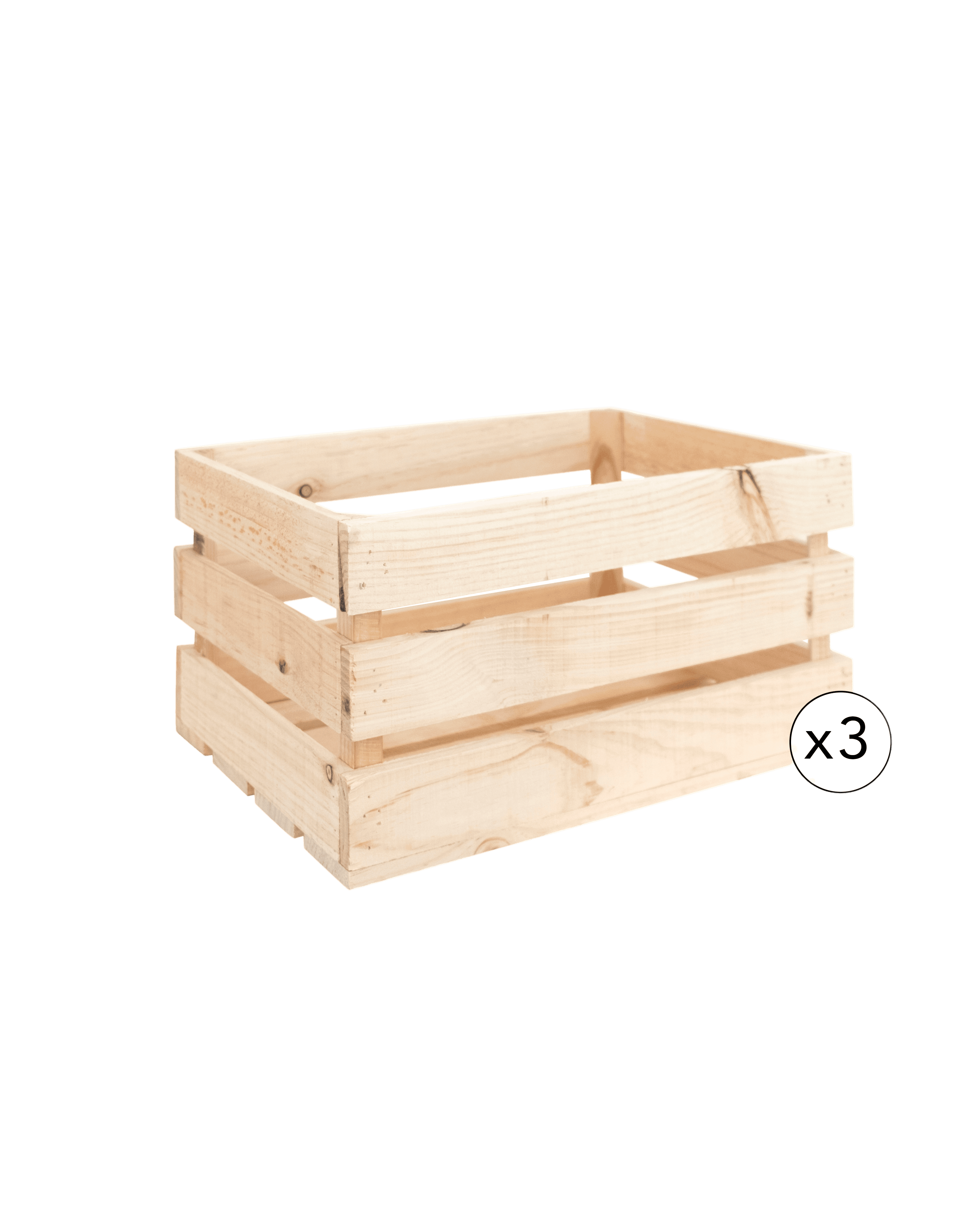 Cajas de almacenaje con tapa madera natural x3 