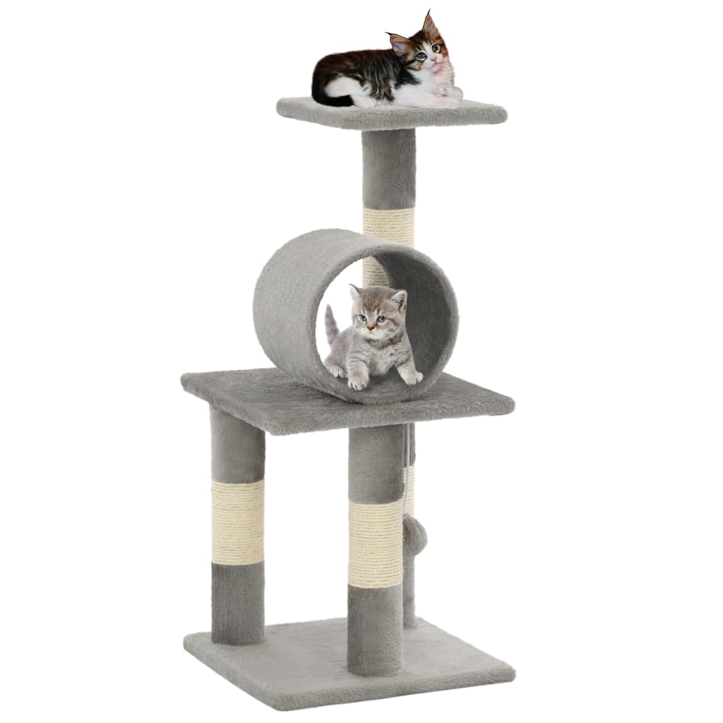 Rascador para gatos de 65 cm color gris con poste envuelto en cuerda de  sisal Vida XL