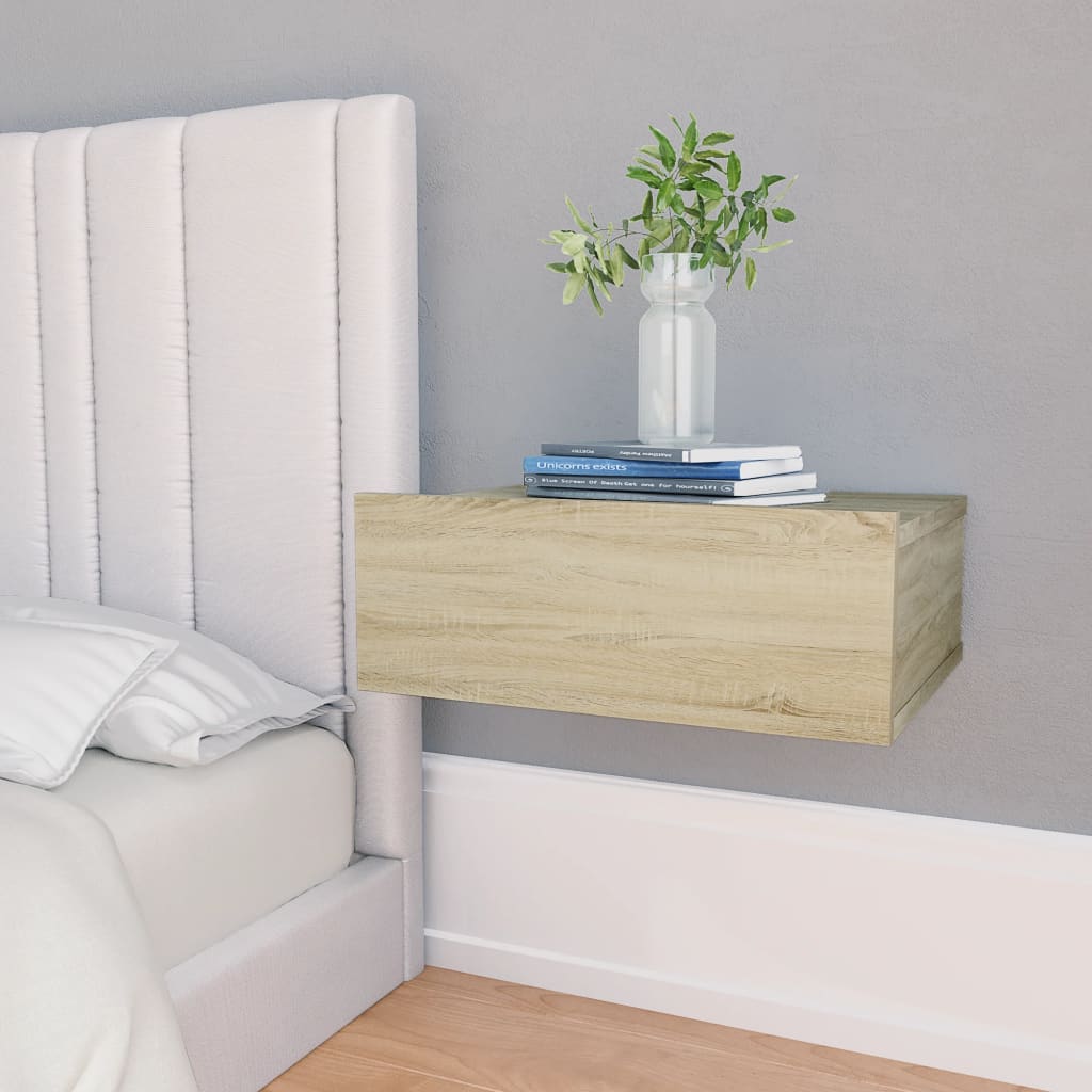 HOMCOM Set de 2 Mesitas de Noche Flotantes Mesillas de Noche de Pared –  Bechester