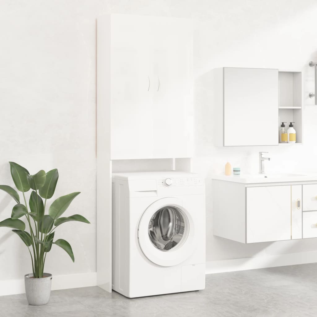 vidaXL Armario para lavadora blanco brillo 64x25,5x190 cm – Bechester