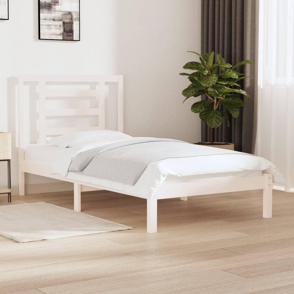 VidaXL Estructura de cama individual madera maciza blanca 90x190 cm