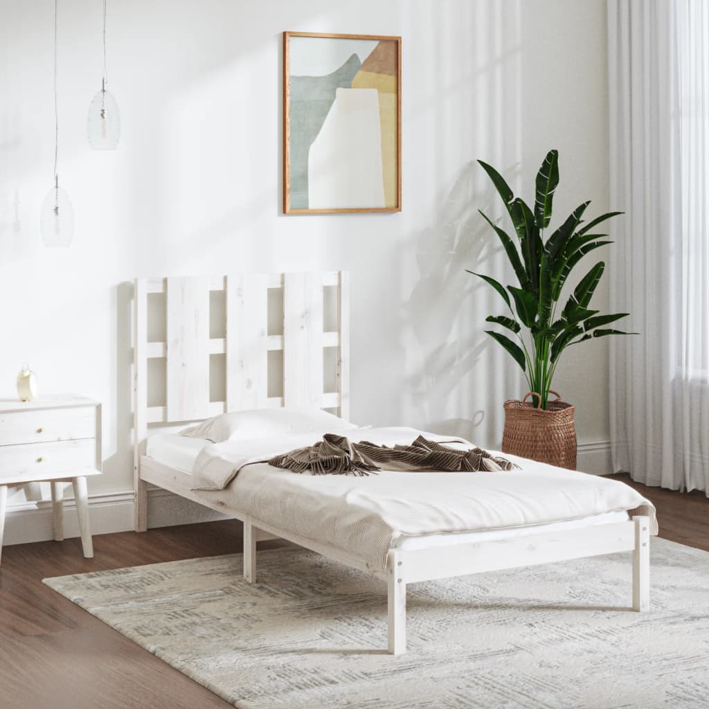 vidaXL Estructura de cama individual madera maciza blanco 90x190 cm –  Bechester