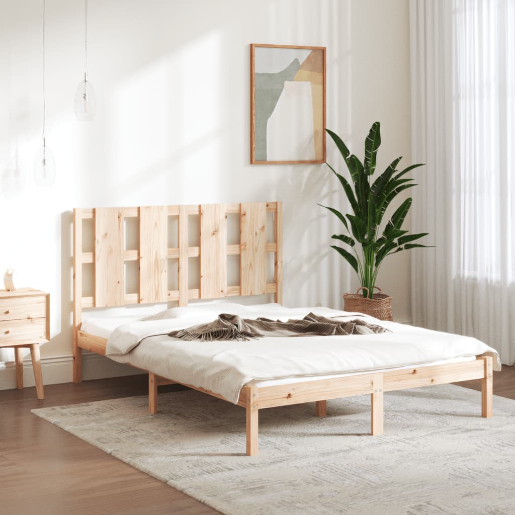 vidaXL Estructura de cama matrimonio madera maciza blanca 135x190 cm –  Bechester