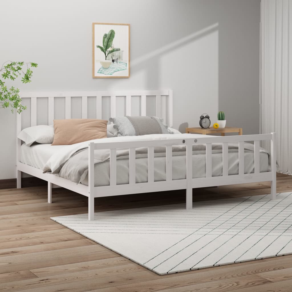 Estructura de cama de matrimonio madera maciza gris 180x200 cm