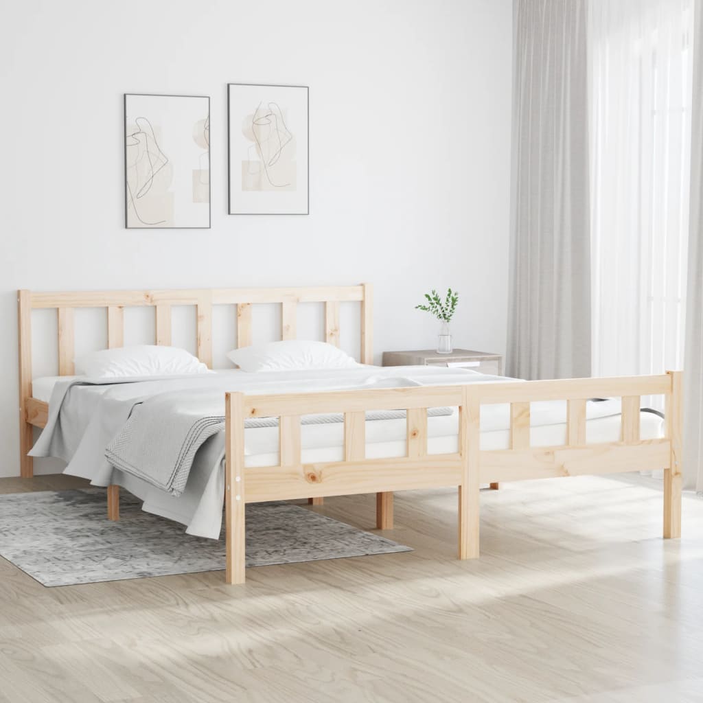 vidaXL Estructura cama madera maciza pino blanco king size 150x200 cm –  Bechester