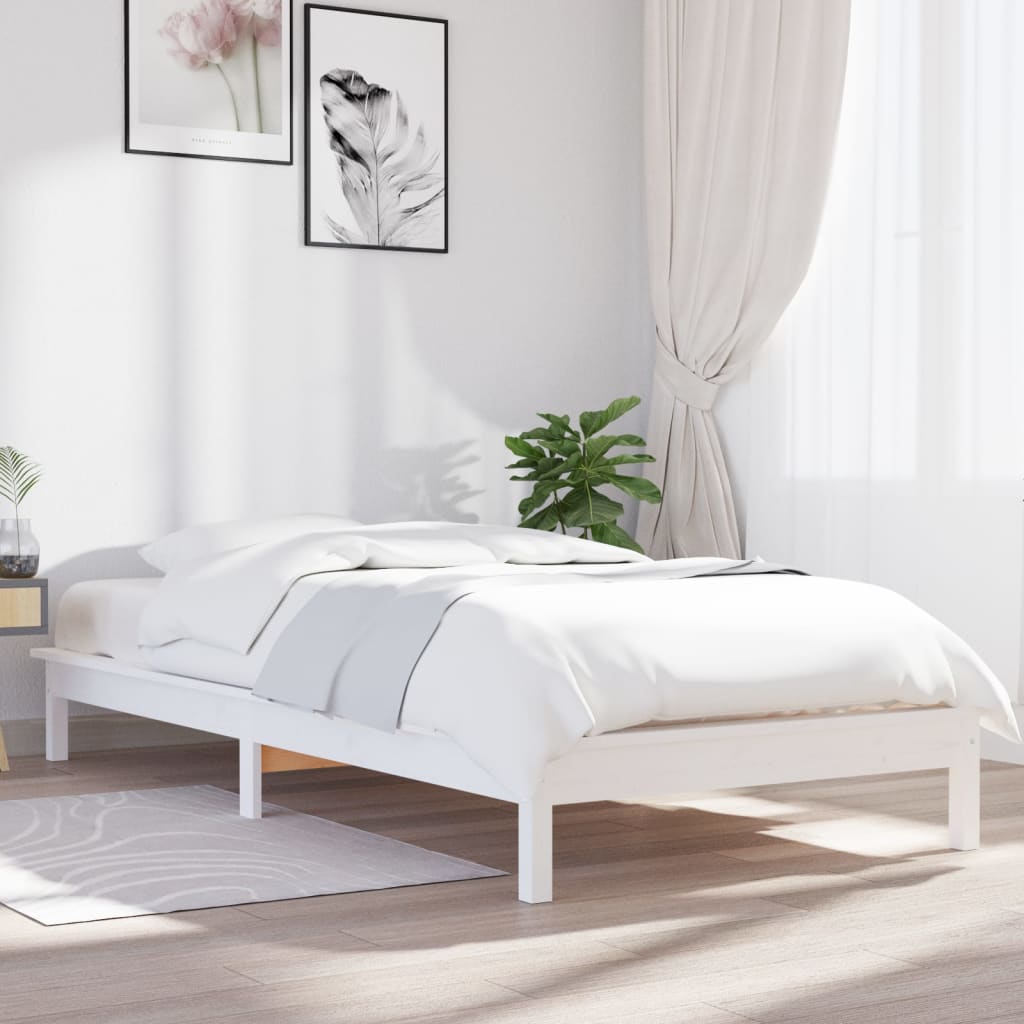 Estructura de cama individual madera maciza 90x190 cm