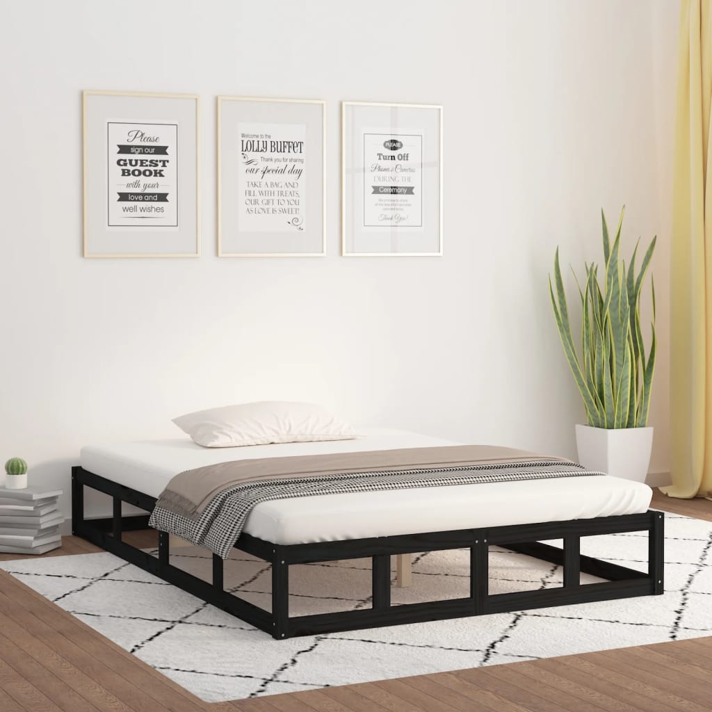 Estructura de cama de madera maciza 140x190 cm