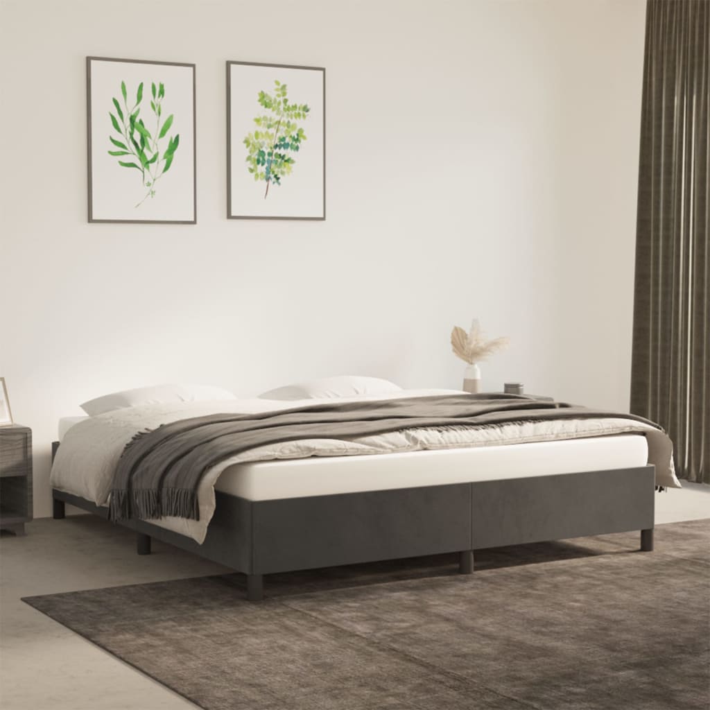 vidaXL Estructura de cama de terciopelo gris oscuro 160x200 cm – Bechester