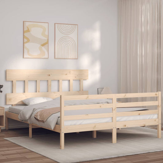 vidaXL Estructura de cama con cabecero madera maciza 160x200 cm