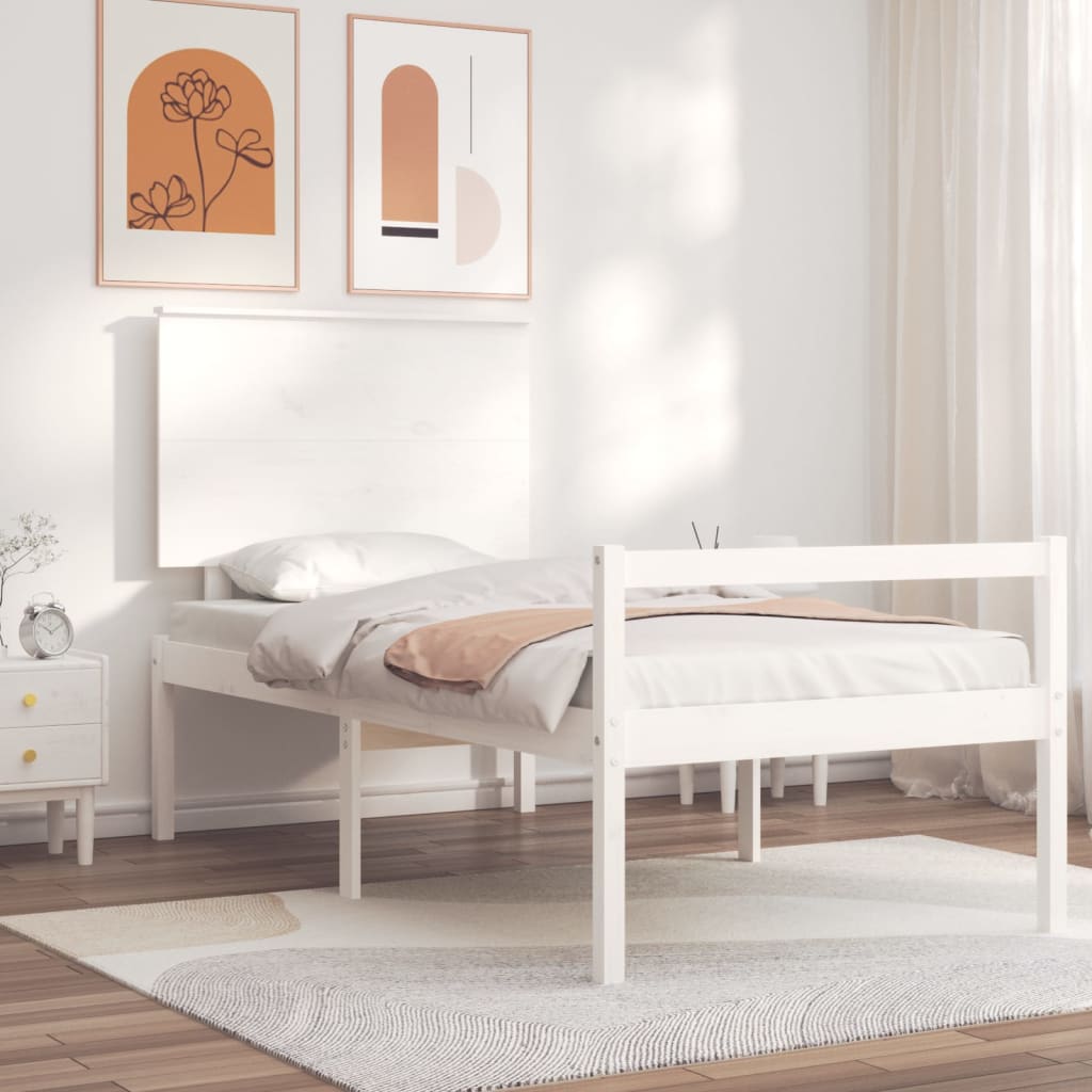 vidaXL Estructura cama individual madera maciza pino blanco 90x190 cm –  Bechester