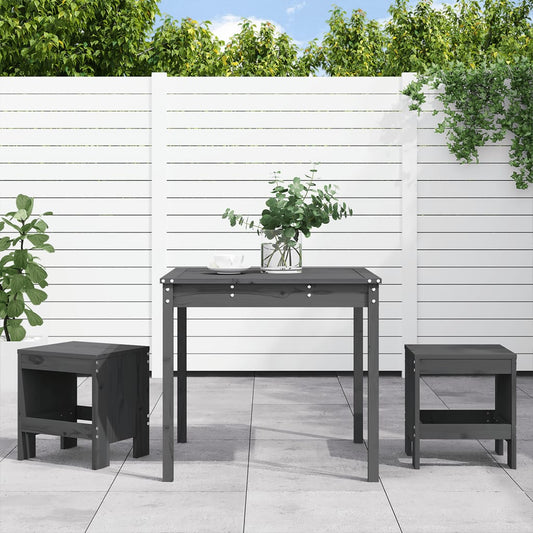 vidaXL Mesa y sillas de jardín 3 piezas madera maciza de pino gris