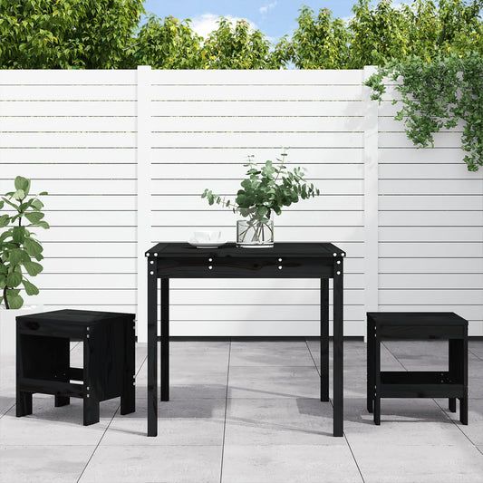 vidaXL Mesa y sillas de jardín 3 piezas madera maciza de pino negro