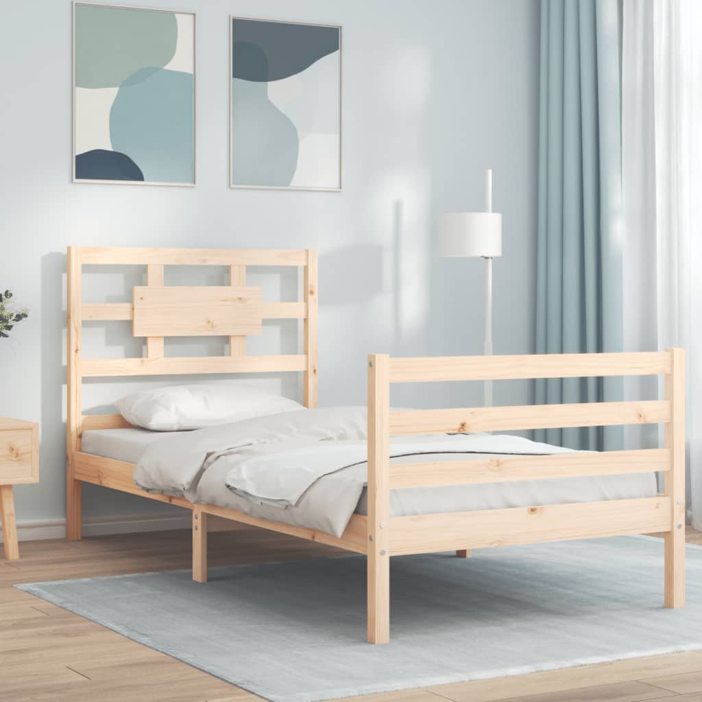vidaXL Estructura de cama con cabecero madera maciza 90x200 cm – Bechester