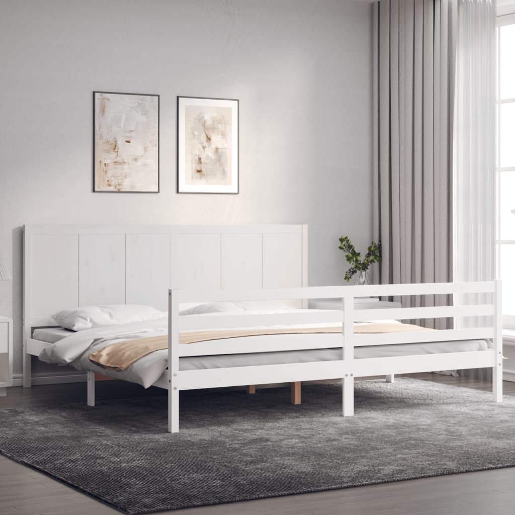 VidaXL Estructura cama de matrimonio con cabecero madera maciza blanco