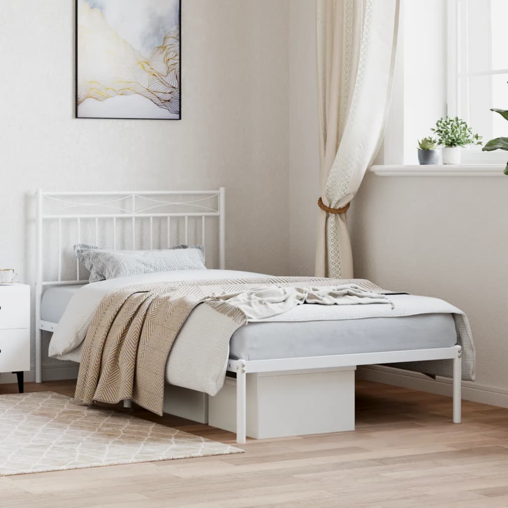 vidaXL Estructura cama metal cabecero y pie de cama blanca 100x190