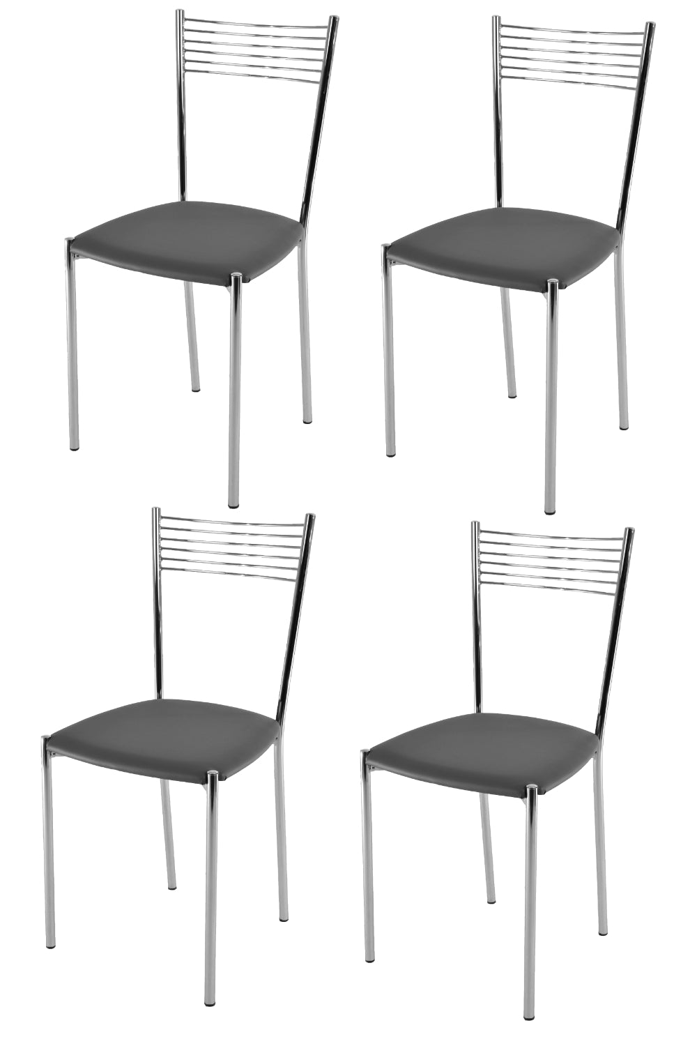 Pack 4 sillas de cocina mod. 20 tapizado polipiel blanco