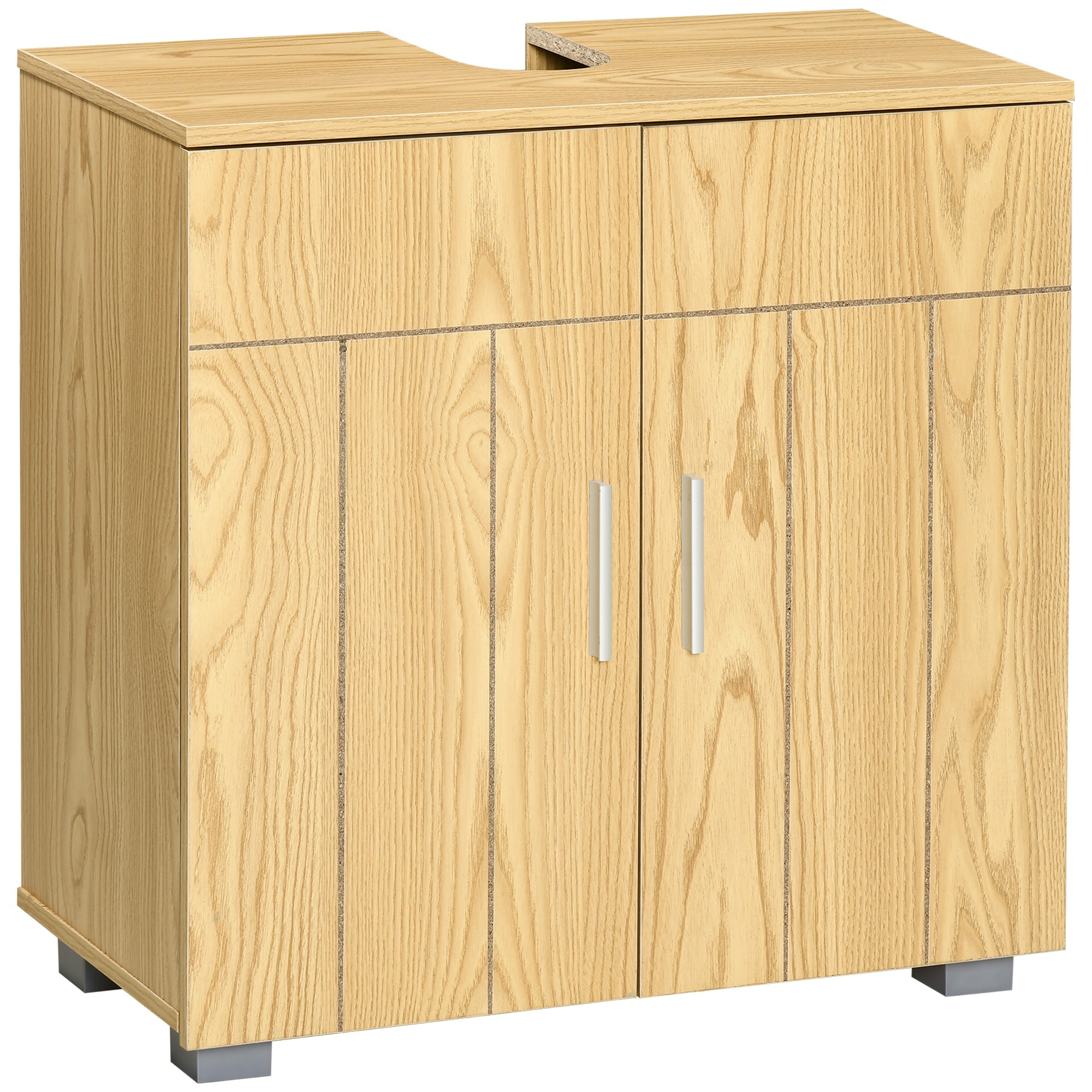 kleankin Mueble para Debajo del Lavabo Armario Bajo con 2 Puertas y Estante  Ajustable Estilo Moderno 60x30x60 cm Blanco