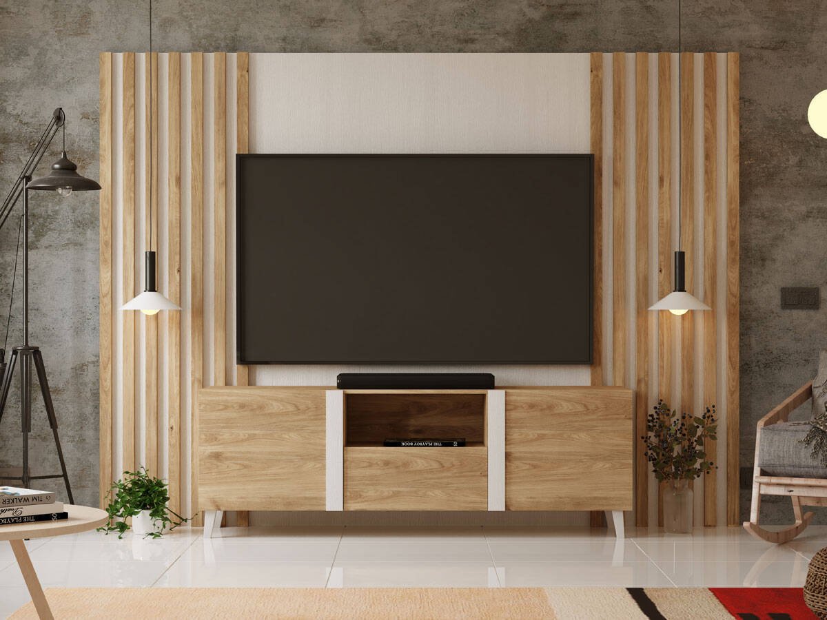 Mueble para Tv modelo BETA Small con panel rayado