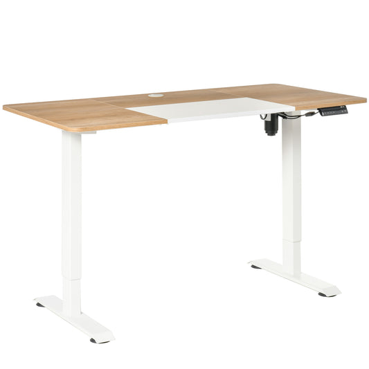 Vinsetto Escritorio de Pie Soporte de Escritorio con Altura Ajustable y 4 Teclas de Memoria para Oficina Hogar 140x70x72-116 cm Blanco y Natural