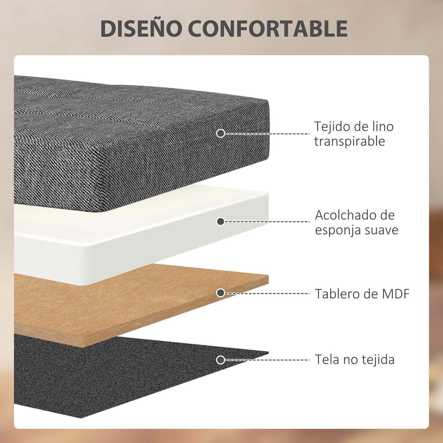 HOMCOM Baúl de Almacenaje para Dormitorio 84L Puff de Almacenaje Plegable Tapizado de Lino Sintético con Tapa para Salón 76x38x38 cm Gris Oscuro