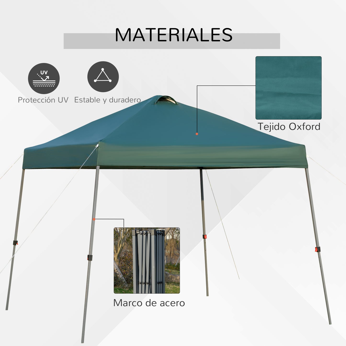 Outsunny Cenador Plegable 3x3m Carpa de Jardín con Bolsa de Transporte con Ruedas Impermeable y Marco de Acero Gazebo para Exterior Fiestas Camping Verde