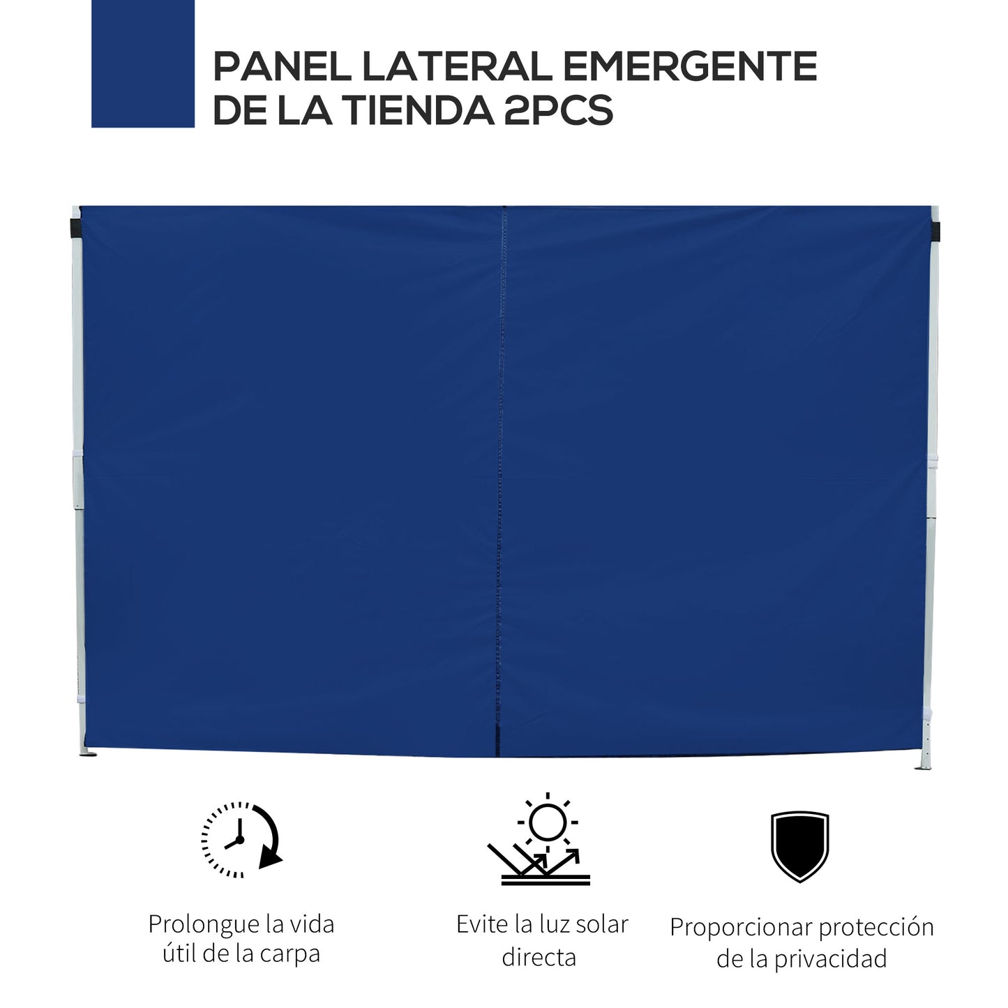 Outsunny 2 Paredes Parte Laterales para Carpa 3x2 Lado Parasol de Gazebo Tela Oxford con 2 Ventanas Medidas Apto para 3x3 3x6 Azul