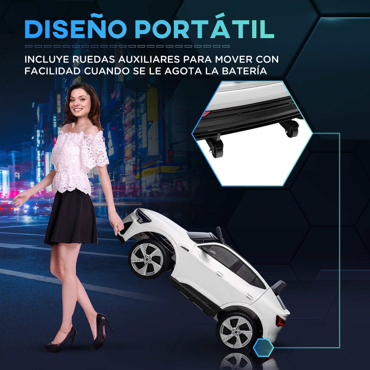 HOMCOM Coche Eléctrico para Niños Audi E-tron Coche de Batería para Niños 12V con Mando a Distancia Faros Bocina Música Velocidad 3-5 km/h Cinturón de Seguridad Blanco