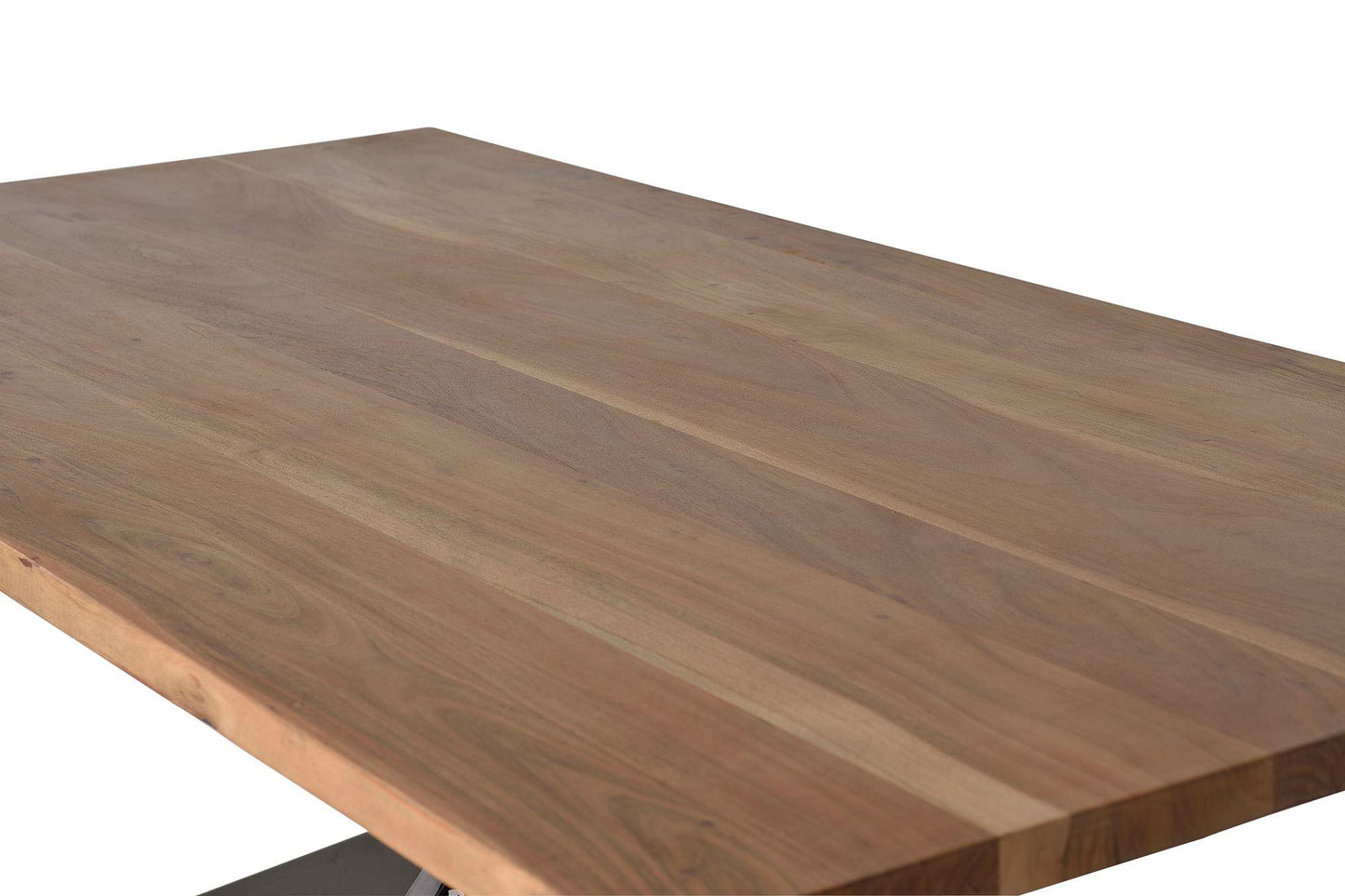 Mesa de comedor fabricada en madera maciza de acacia y base de metal - GINER Y COLOMER