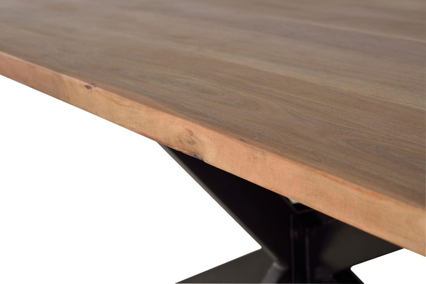 Mesa de comedor fabricada en madera maciza de acacia y base de metal - GINER Y COLOMER