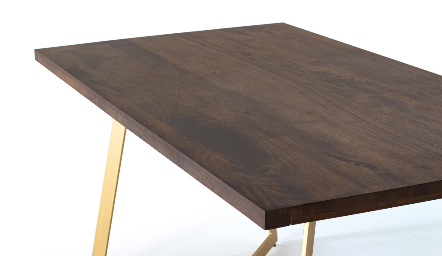 Mesa de comedor fabricada en madera de mango, base de metal - GINER Y COLOMER