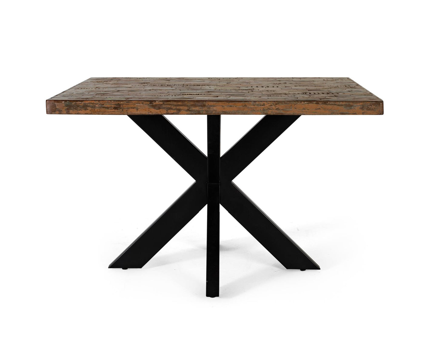 Mesa comedor fabricada en madera reciclada y patas de metal - GINER Y COLOMER