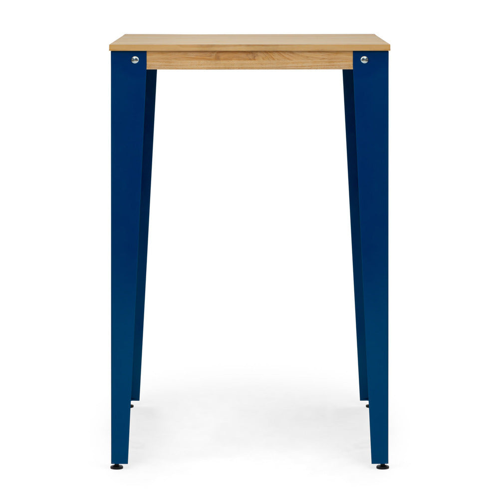 Mesa Lunds Alta 59x59x110cm Azul en madera maciza de pino acabado natural estilo nórdico Industrial Box Furniture