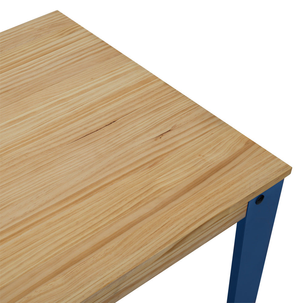 Mesa Lunds Alta 60x100x110cm Azul en madera maciza de pino acabado natural estilo nórdico Industrial Box Furniture