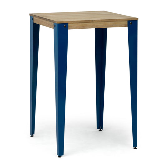 Mesa Lunds Alta 70x70x110cm Azul en madera maciza de pino acabado vintage estilo Industrial Box Furniture