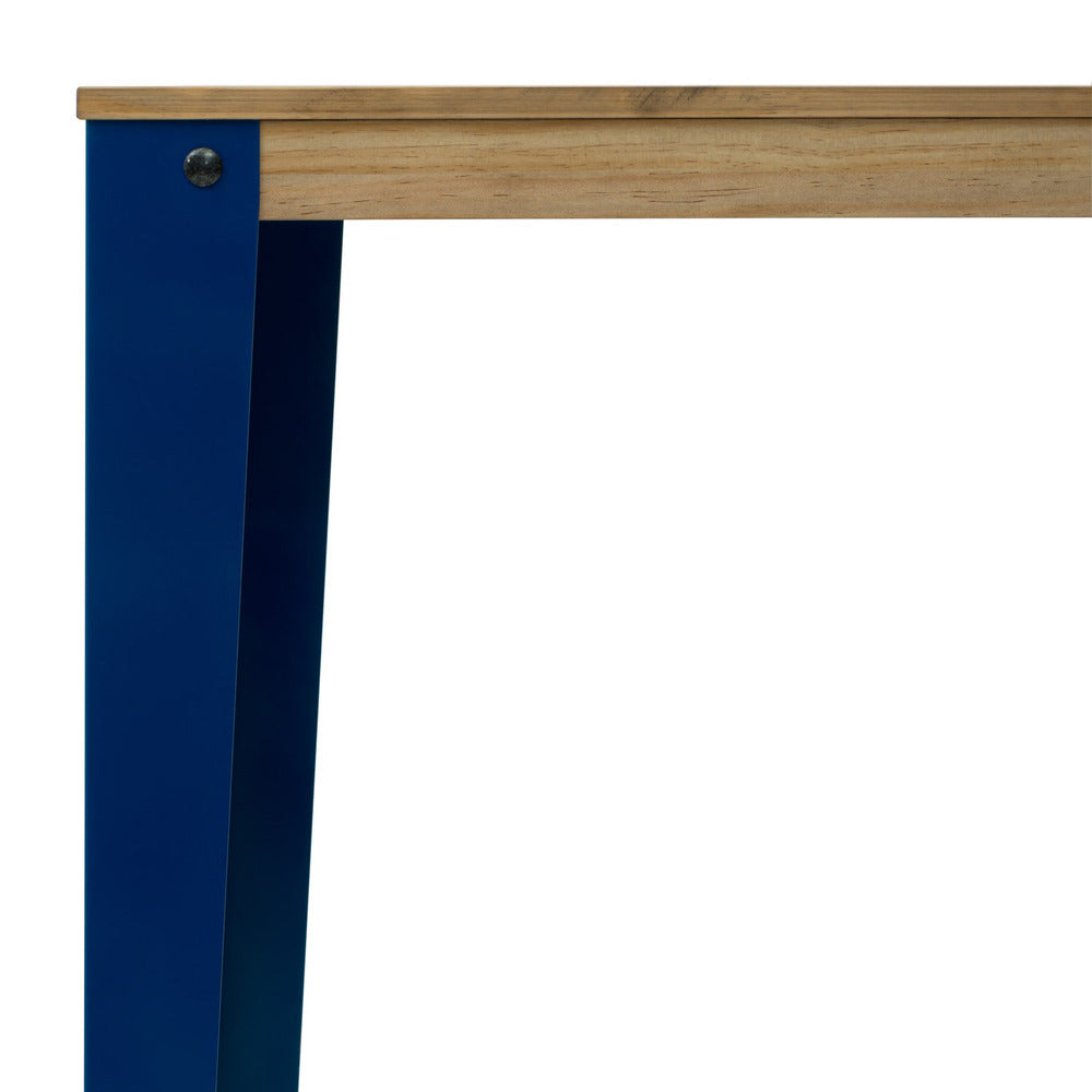 Mesa Lunds Alta 70x70x110cm Azul en madera maciza de pino acabado vintage estilo Industrial Box Furniture