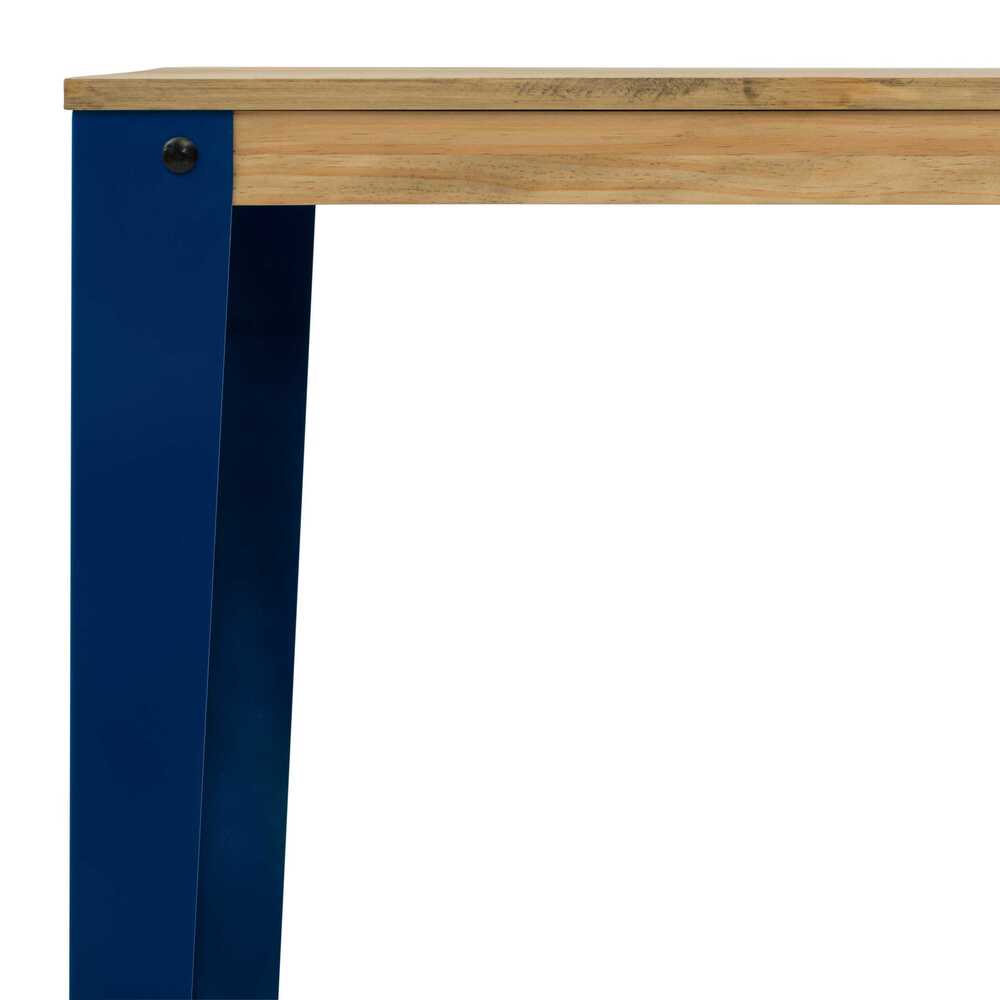 Mesa Lunds Alta 60x110x110cm Azul en madera maciza de pino acabado vintage estilo Industrial Box Furniture