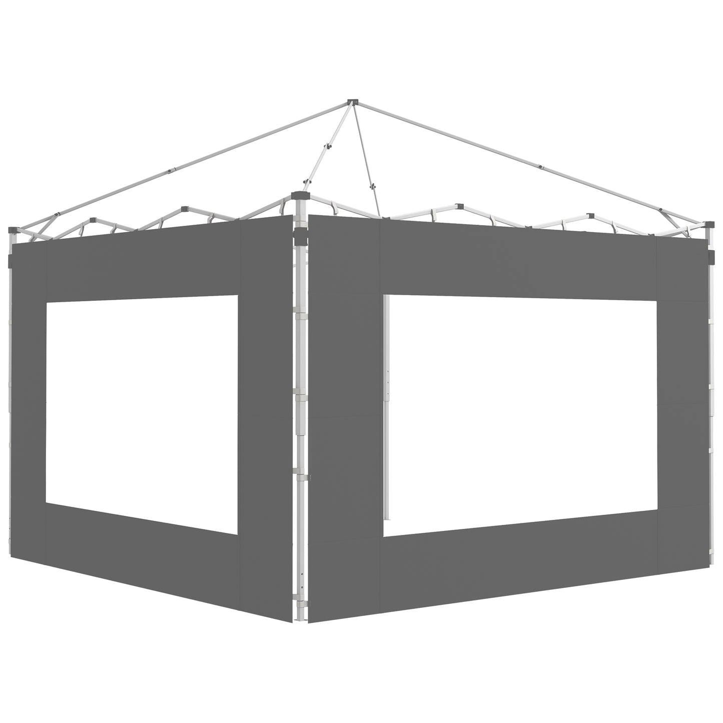 Outsunny Paredes Laterales para Carpa de 2 Paneles 295x195 cm Paredes Laterales de Repuesto de Tela Oxford con Ventana para Carpas de 6x3 m 3x3 m Gris