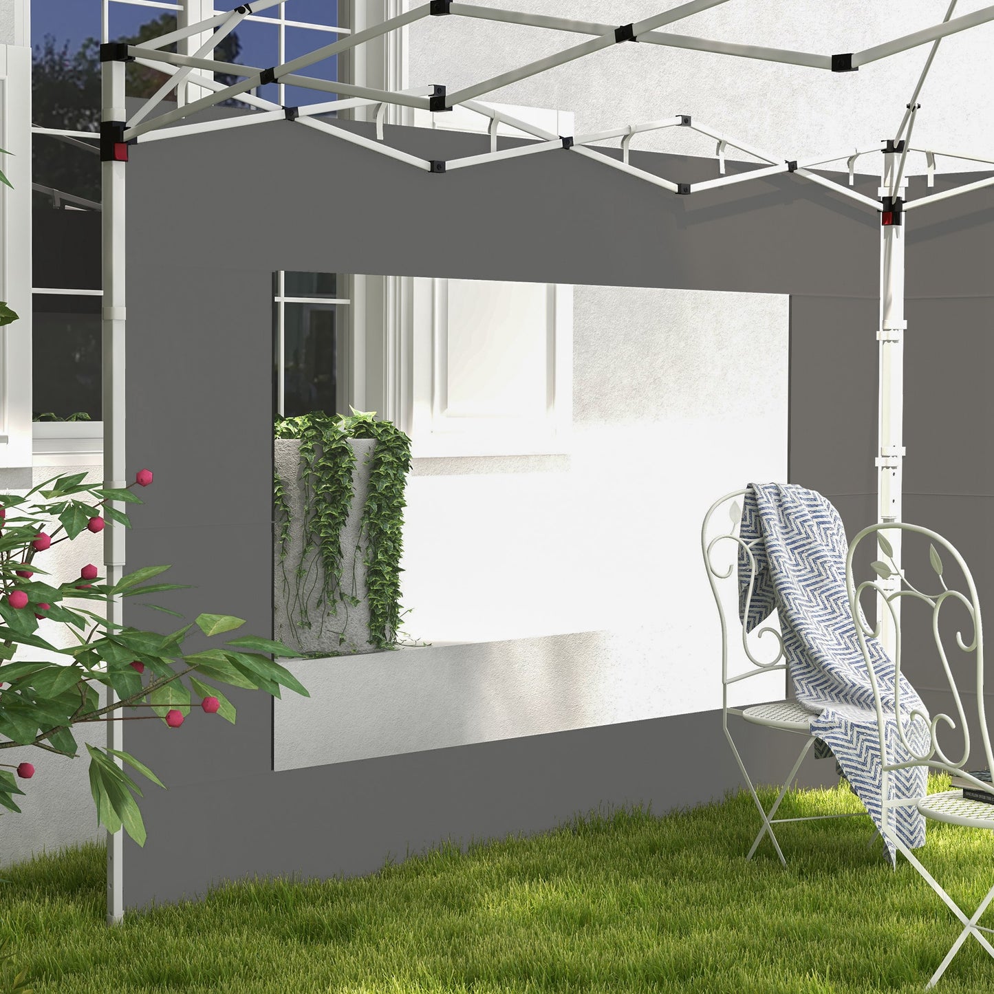 Outsunny Paredes Laterales para Carpa de 2 Paneles 295x195 cm Paredes Laterales de Repuesto de Tela Oxford con Ventana para Carpas de 6x3 m 3x3 m Gris