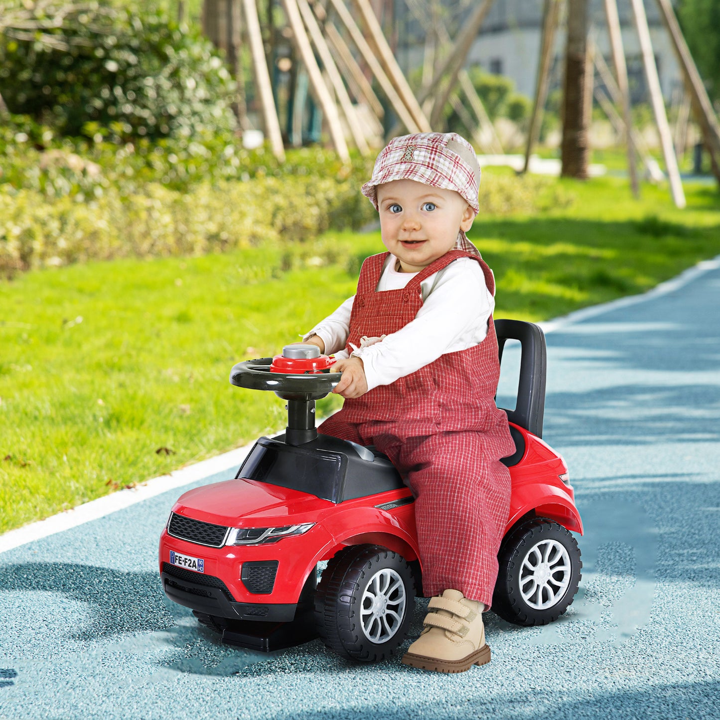 HOMCOM Quad Correpasillos Niño Coche sin Pedales para Bebé Juguete Andador Estilo Carrera con Orador 62x28x41,5cm