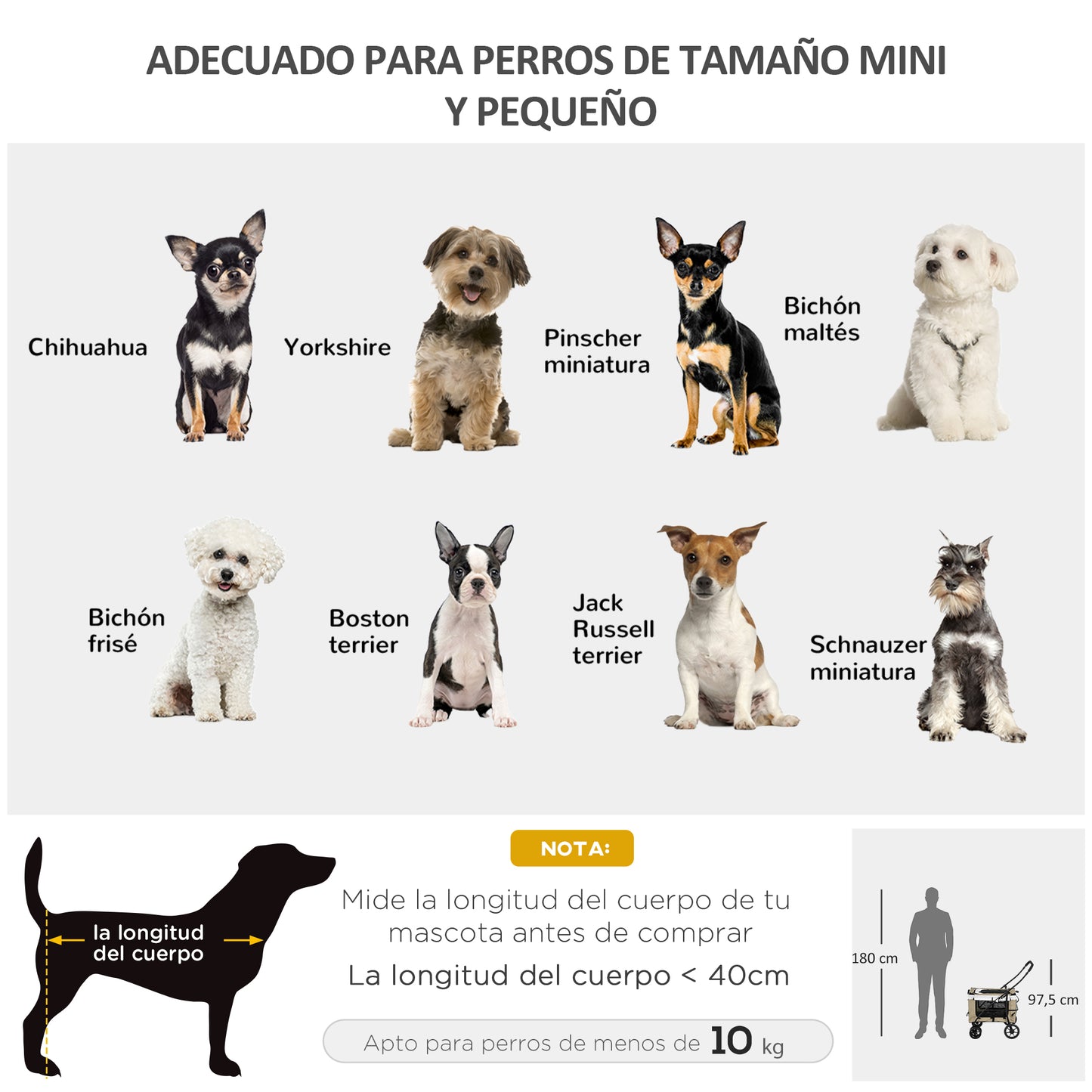 PawHut Carrito para Perros 2 en 1 Cochecito para Perros Pequeños Plegable Cochecito para Mascotas con Vagón Desmontable 4 Puertas con Cremallera 2 Correas de Seguridad y Cojín Caqui