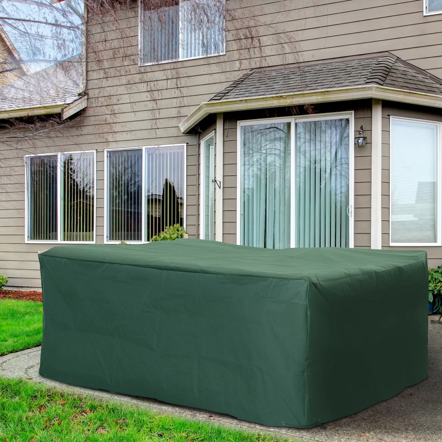 Outsunny Funda para Muebles de Jardín 245x165x55 cm Cubierta de Protección de Exterior con Ojales de Aluminio y Tela Oxford Impermeable para Terraza Patio Balcón Verde