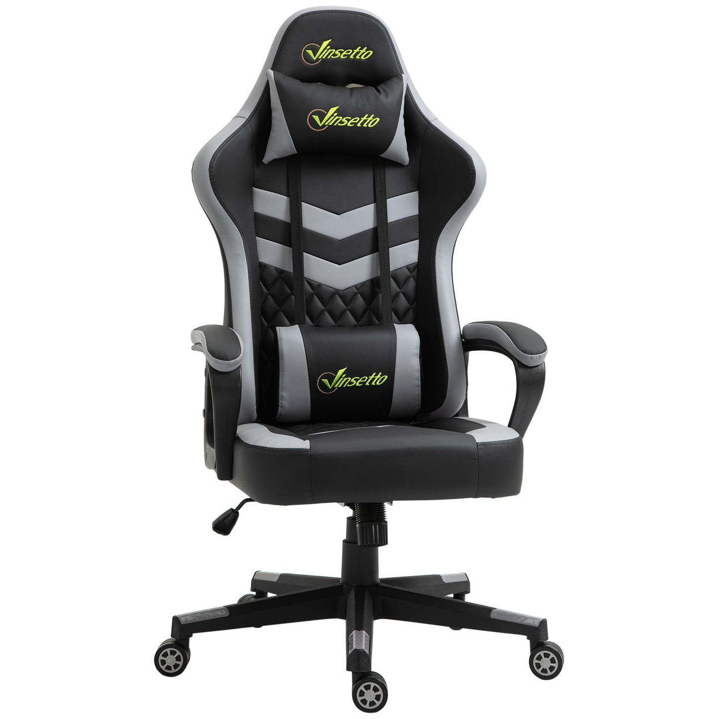 Vinsetto Silla Gaming Silla Gamer Basculante con Altura Ajustable Giratoria Reposacabezas y Lumbar Desmontable Silla de Oficina Estudio Negro