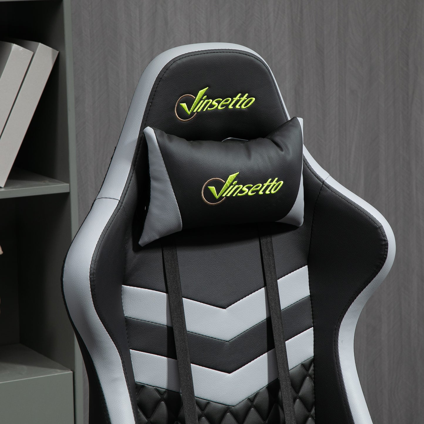 Vinsetto Silla Gaming Silla Gamer Basculante con Altura Ajustable Giratoria Reposacabezas y Lumbar Desmontable Silla de Oficina Estudio Negro