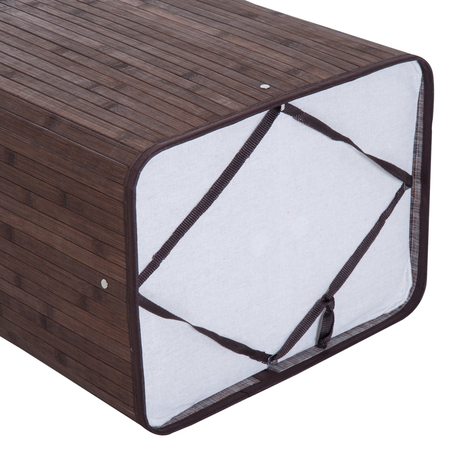 HOMCOM Cesto para Ropa Sucia Plegable con Tapa Cubo para Colada Cesta de Lavandería Rectangular Bambú 70L con Asas 40x30x60cm