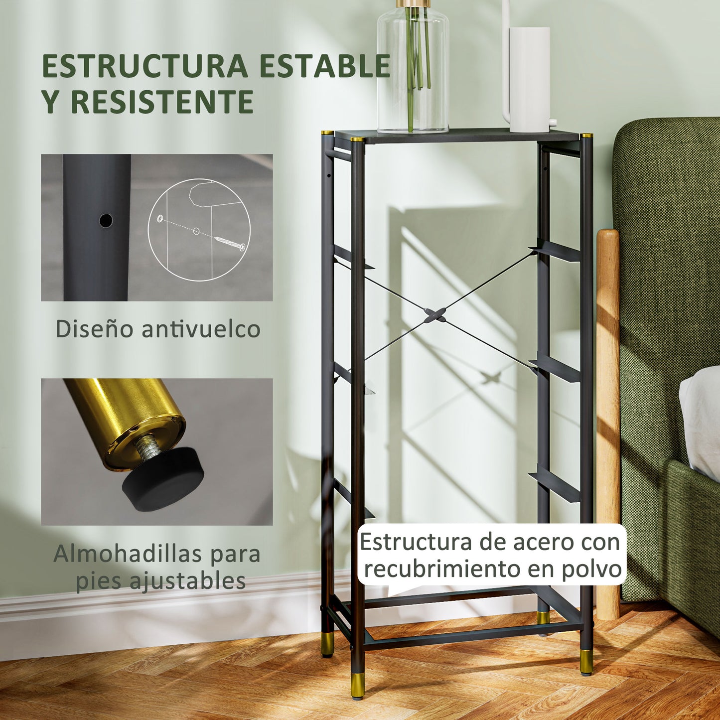 HOMCOM Cómoda para Dormitorio Cajonera de Tela con 4 Cajones Plegables con Frentes de PU y Marco de Acero Cajonera para Dormitorio Salón Negro