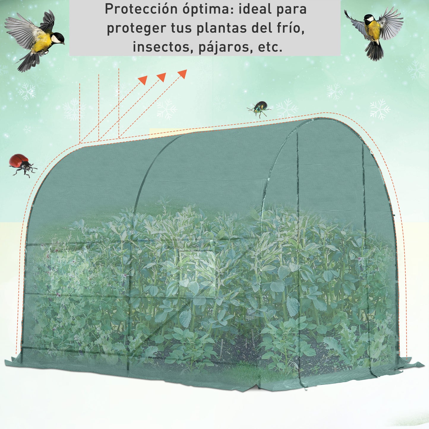 Outsunny Invernadero de Exterior 2,5x2x2 m Invernadero de Túnel con Cubierta de PE 140 g/m² para Cultivo Plantas Verduras Frutas en Jardín Terraza Verde