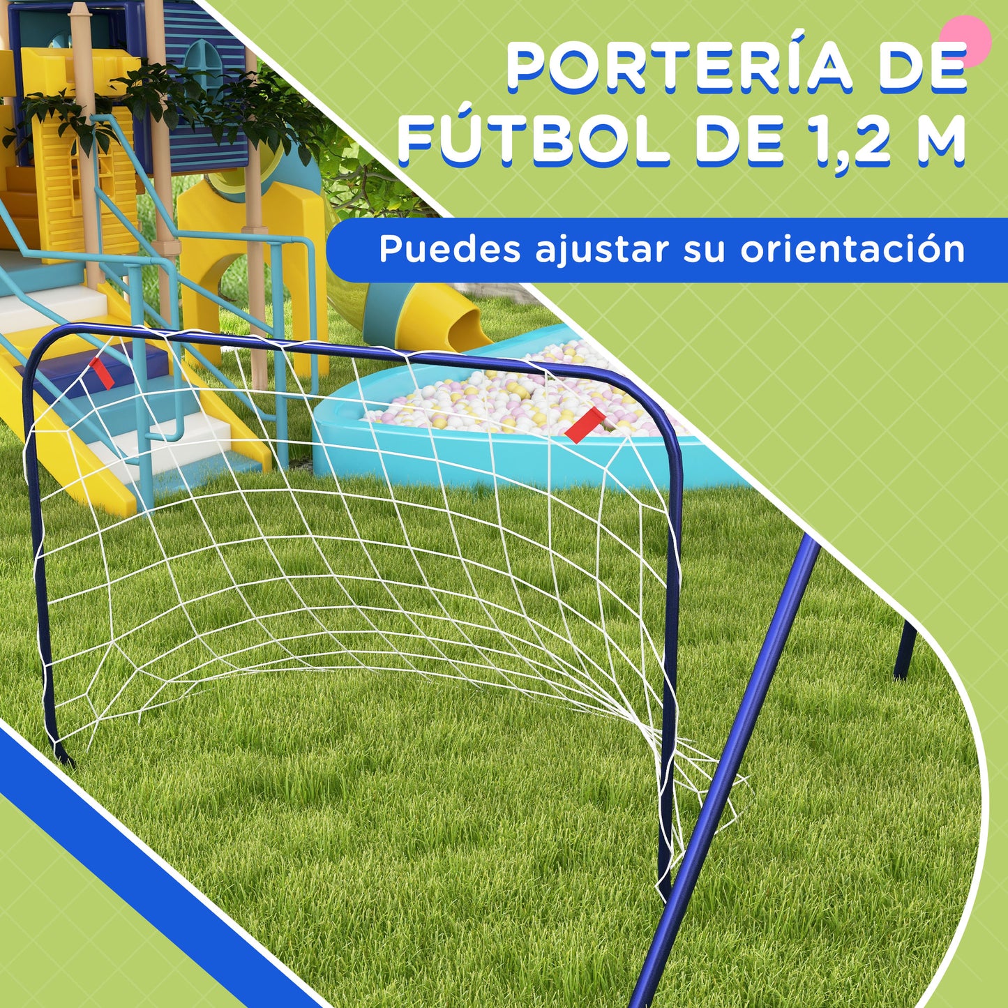 Outsunny Columpio Infantil 3 en 1 Columpio para Niños de 3-8 Años con Canasta y Portería de Fútbol Desmontable Marco de Acero Carga 45 kg para Exterior Multicolor