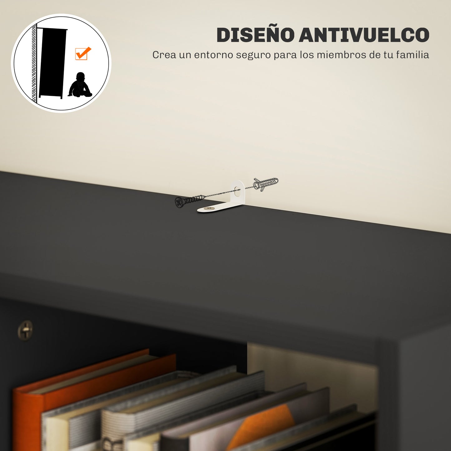 HOMCOM Estantería para Libros Librería con Cajón y 9 Compartimientos de Almacenamiento Librería Estantería para Salón Oficina Estudio 60x26x158 cm Negro